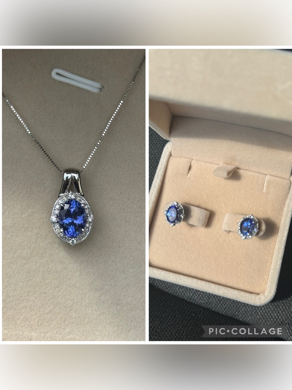 LeVian 14K White Gold Blueberry Tanzanite Diamond Necklace & Earrings Set
